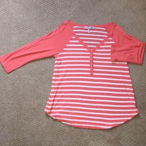 Splendid coral stripe tee